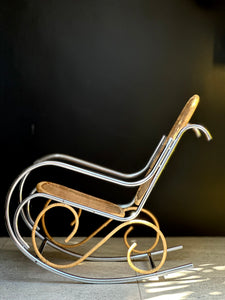 Chrome & Wicker Rocking Chair