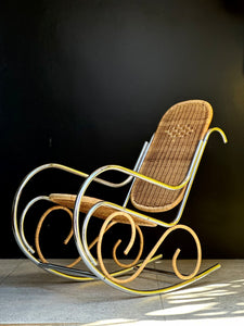 Chrome & Wicker Rocking Chair