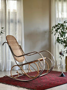 Chrome & Wicker Rocking Chair