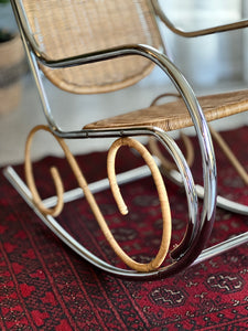 Chrome & Wicker Rocking Chair