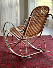 Load image into Gallery viewer, Chrome &amp; Wicker Rocking Chair
