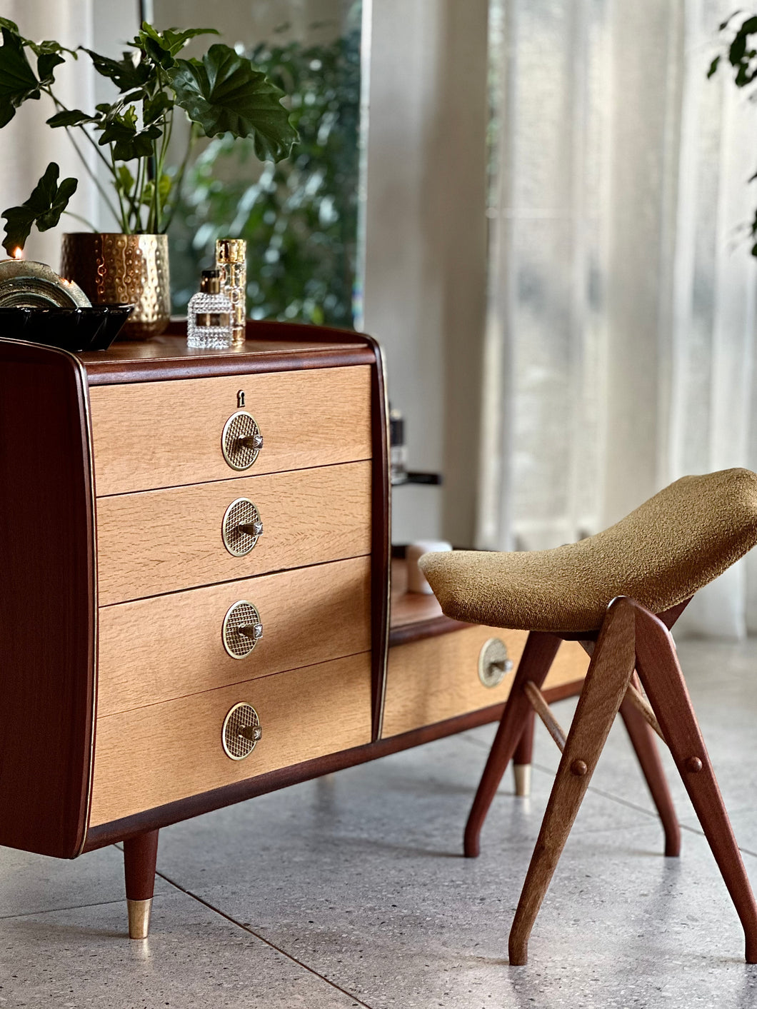 Retro Dresser with Stool