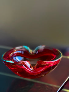 Murano Ashtray - Red, Yellow and Turquoise Hues