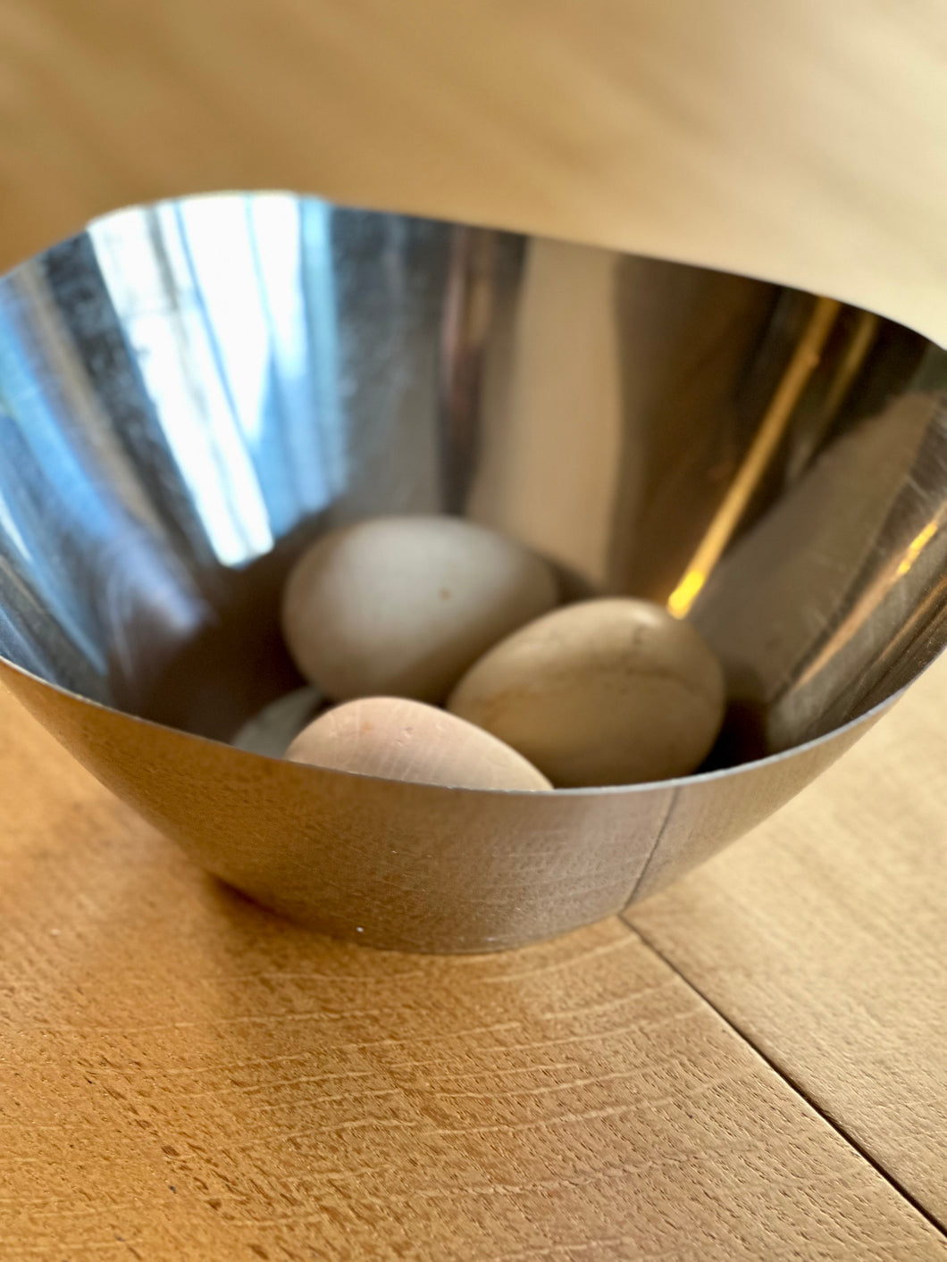 Set Of Three Hand Carved Stone Eggs