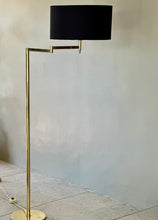 Load image into Gallery viewer, Vintage Solid Brass Standing Lamp, Adjustable Shade
