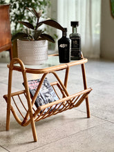 Load image into Gallery viewer, Cane Side Table with Magazine Rack
