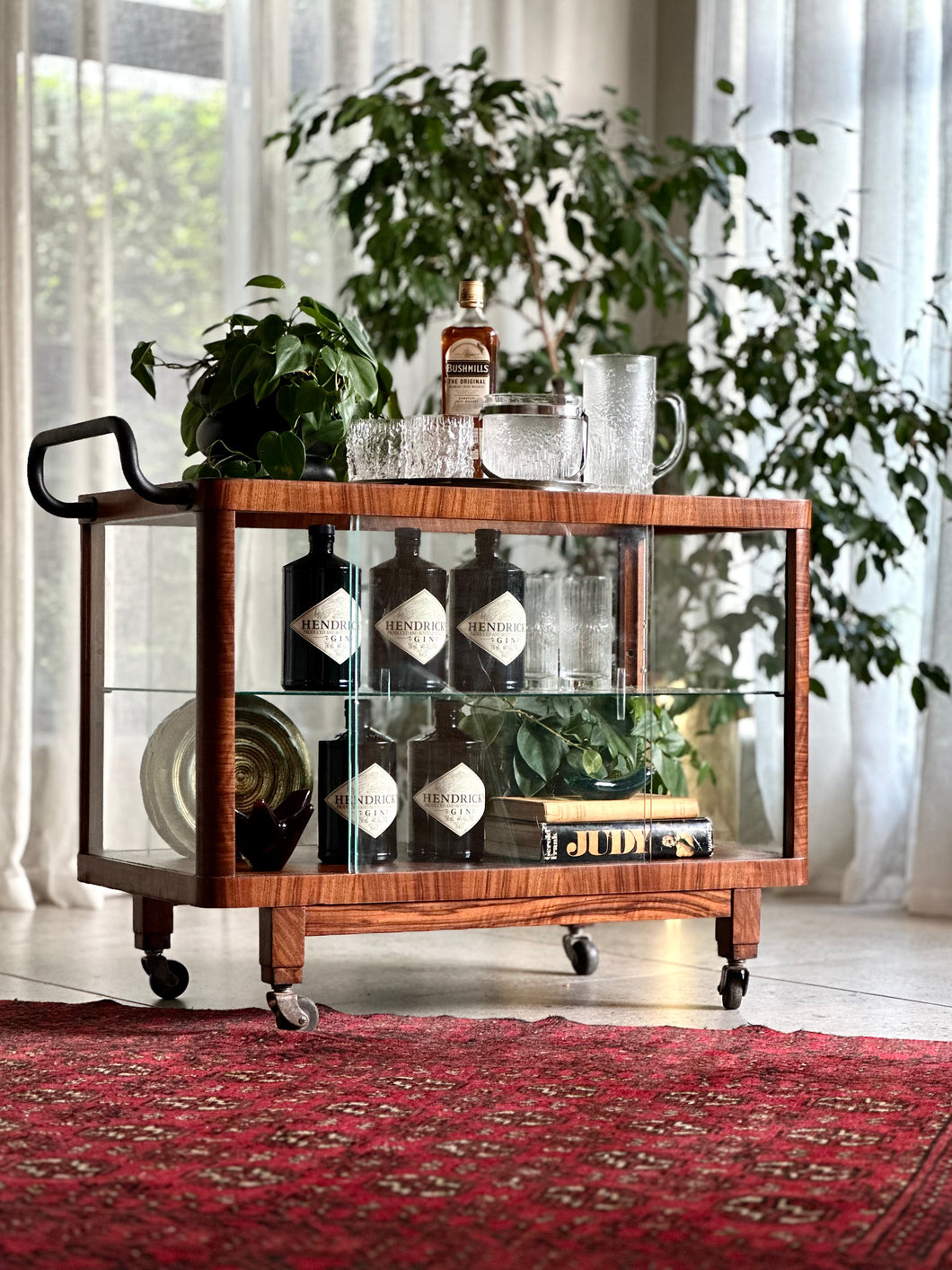 Original “Thonet” Drinks Cart with Glass Surround and Top