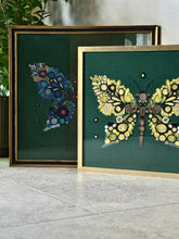 Load image into Gallery viewer, Vintage Butterfly Embroidery | Framed Textile Artwork
