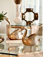 Load image into Gallery viewer, Pair of Brass Swan Planters | Trinket Dish | Bookend
