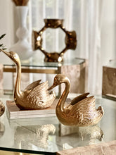 Load image into Gallery viewer, Pair of Brass Swan Planters | Trinket Dish | Bookend
