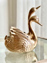 Load image into Gallery viewer, Pair of Brass Swan Planters | Trinket Dish | Bookend
