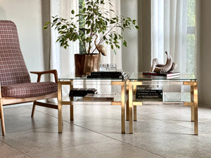 Pair of Brass & Lucite Side tables