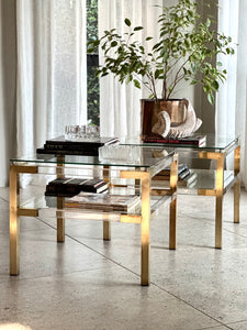 Pair of Brass & Lucite Side tables