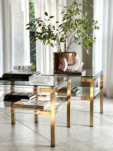 Pair of Brass & Lucite Side tables