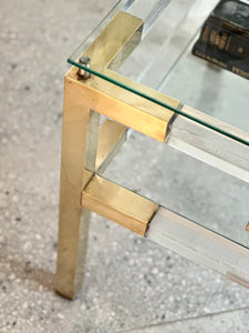 Pair of Brass & Lucite Side tables