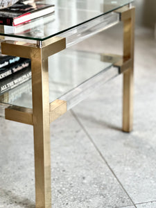 Pair of Brass & Lucite Side tables