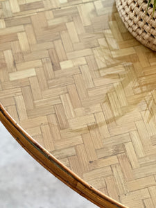 Vintage Cane and Wicker Round Dining Table