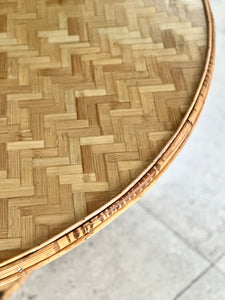 Vintage Cane and Wicker Round Dining Table