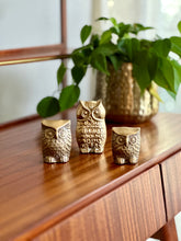 Load image into Gallery viewer, Vintage Trio of Brass Owls
