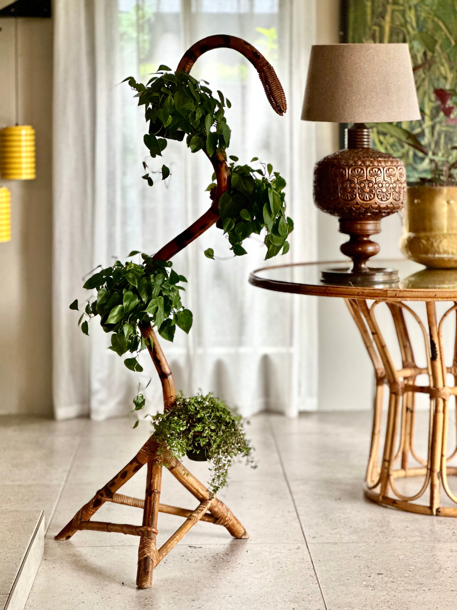 bamboo snake plant holder Rare MCM Bamboo and Rattan Plant Stand – RE-TREND