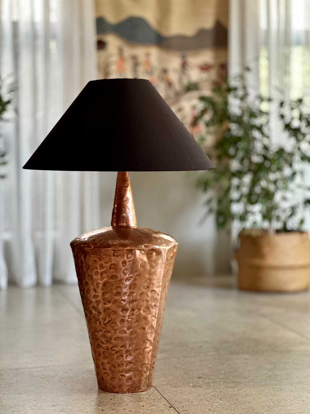 Eye-Catching Hammered Red Copper Occasional Lamp