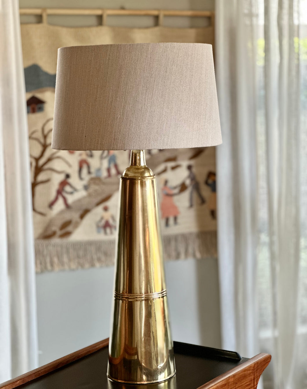 Stately Occasional Lamp in Polished Brass