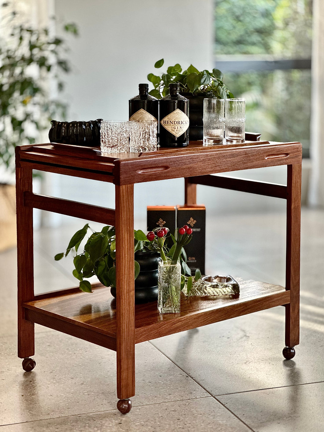Kiaat Trolley with Double Extension & Tray