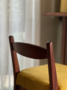 Mid-Century Curved Bar with Copper Footrest & 3 Bar Chairs