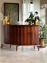 Load image into Gallery viewer, Mid-Century Curved Bar with Copper Footrest &amp; 3 Bar Chairs

