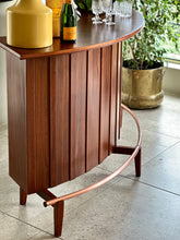 Load image into Gallery viewer, Mid-Century Curved Bar with Copper Footrest &amp; 3 Bar Chairs
