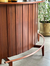 Load image into Gallery viewer, Mid-Century Curved Bar with Copper Footrest &amp; 3 Bar Chairs
