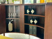 Load image into Gallery viewer, Mid-Century Curved Bar with Copper Footrest &amp; 3 Bar Chairs

