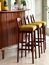 Load image into Gallery viewer, Mid-Century Curved Bar with Copper Footrest &amp; 3 Bar Chairs
