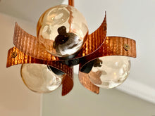 Load image into Gallery viewer, Vintage Amber &amp; Copper Ceiling Pendant
