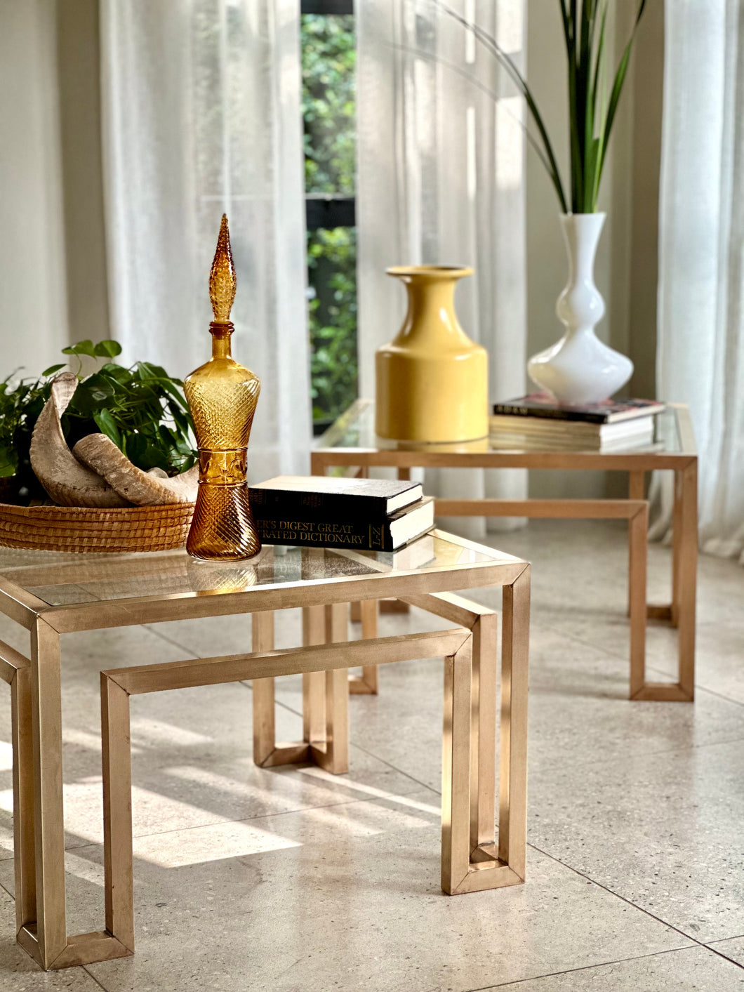 Solid Brass & Glass Tables