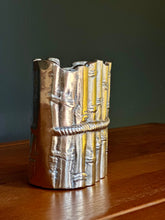 Load image into Gallery viewer, Brass Vase | Container with Bamboo Design
