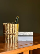 Load image into Gallery viewer, Brass Vase | Container with Bamboo Design
