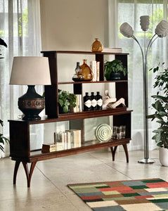 Slimline Bookcase / Room Divider in Solid Imbuia