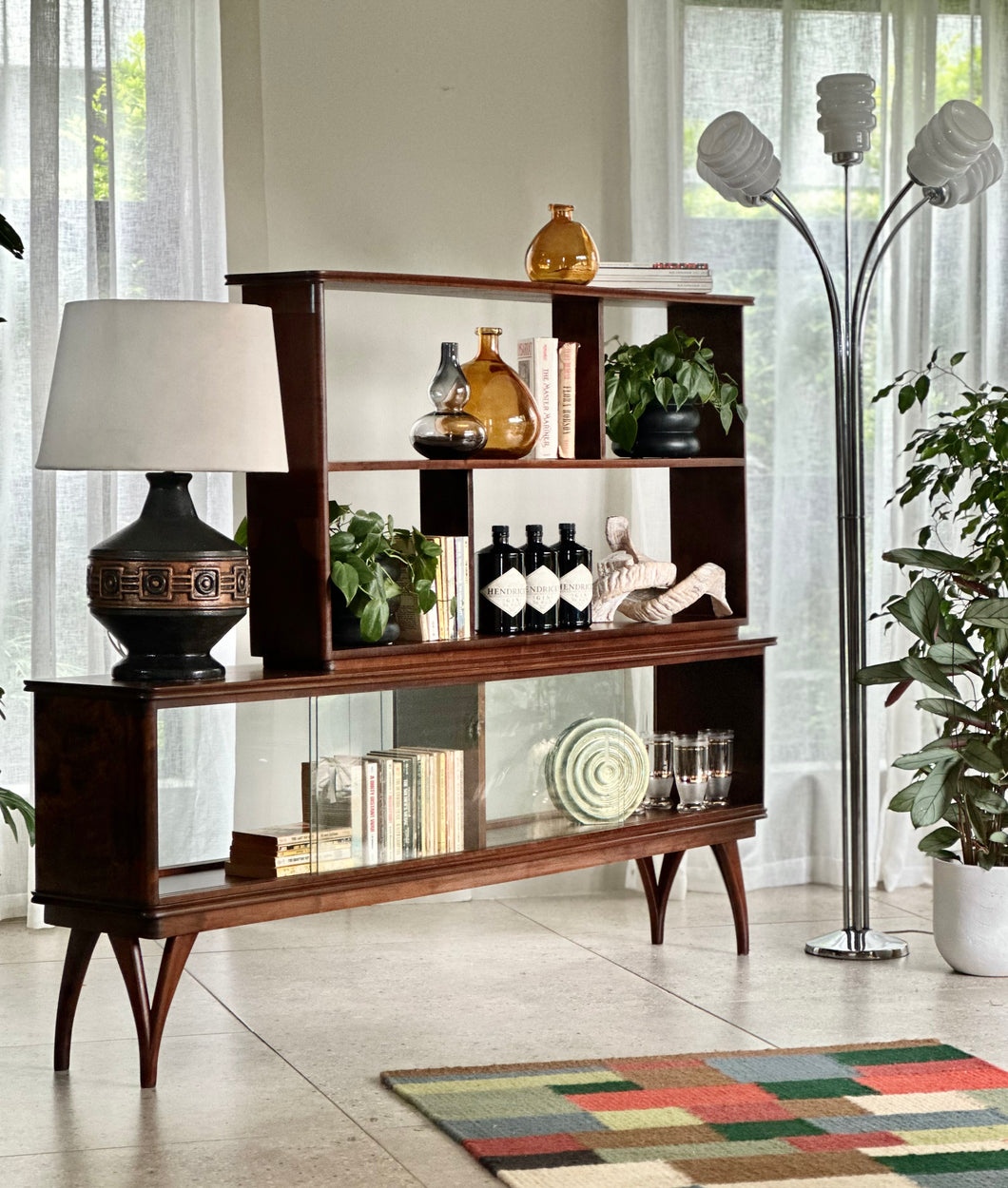 Slimline Bookcase / Room Divider in Solid Imbuia