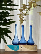 Load image into Gallery viewer, Decorative Handmade Blue Glass Bottles - Set of Three
