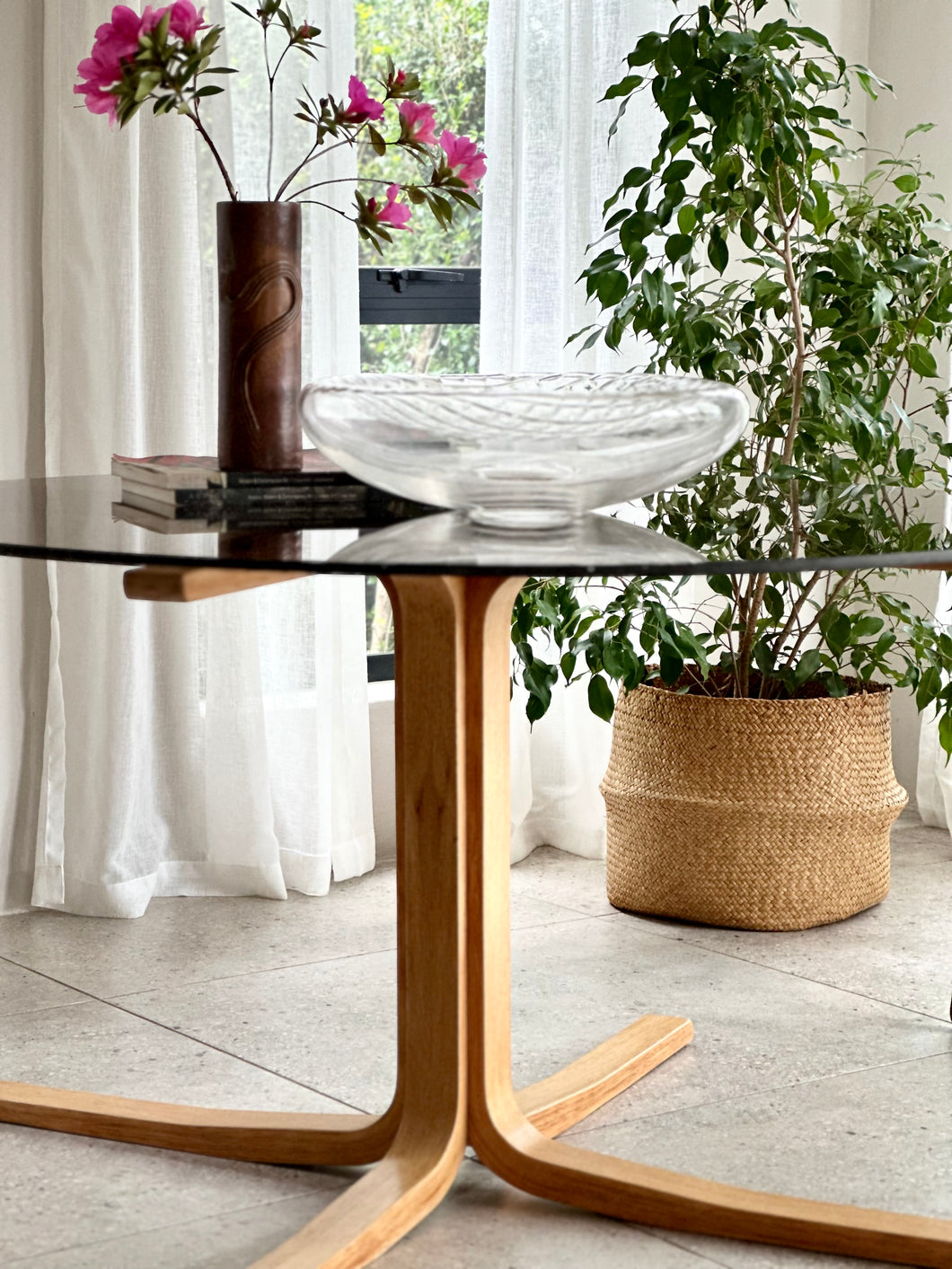 Mid-Century Glass Top Dining Table