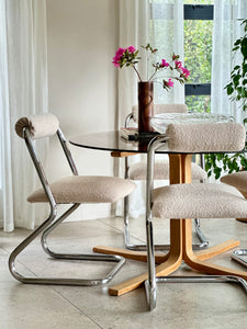 Mid-Century Glass Top Dining Table