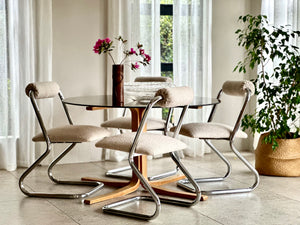 Mid-Century Glass Top Dining Table