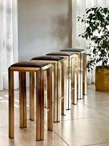 Set of Four Solid Brass Stools