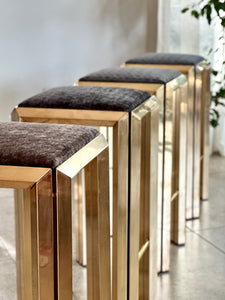 Set of Four Solid Brass Stools
