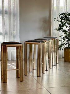 Set of Four Solid Brass Stools