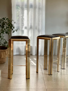 Set of Four Solid Brass Stools
