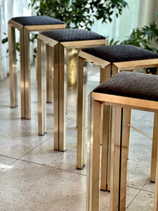 Set of Four Solid Brass Stools