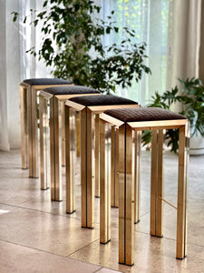 Set of Four Solid Brass Stools