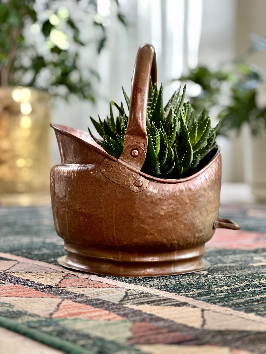 Vintage Copper Scuttle / Planter